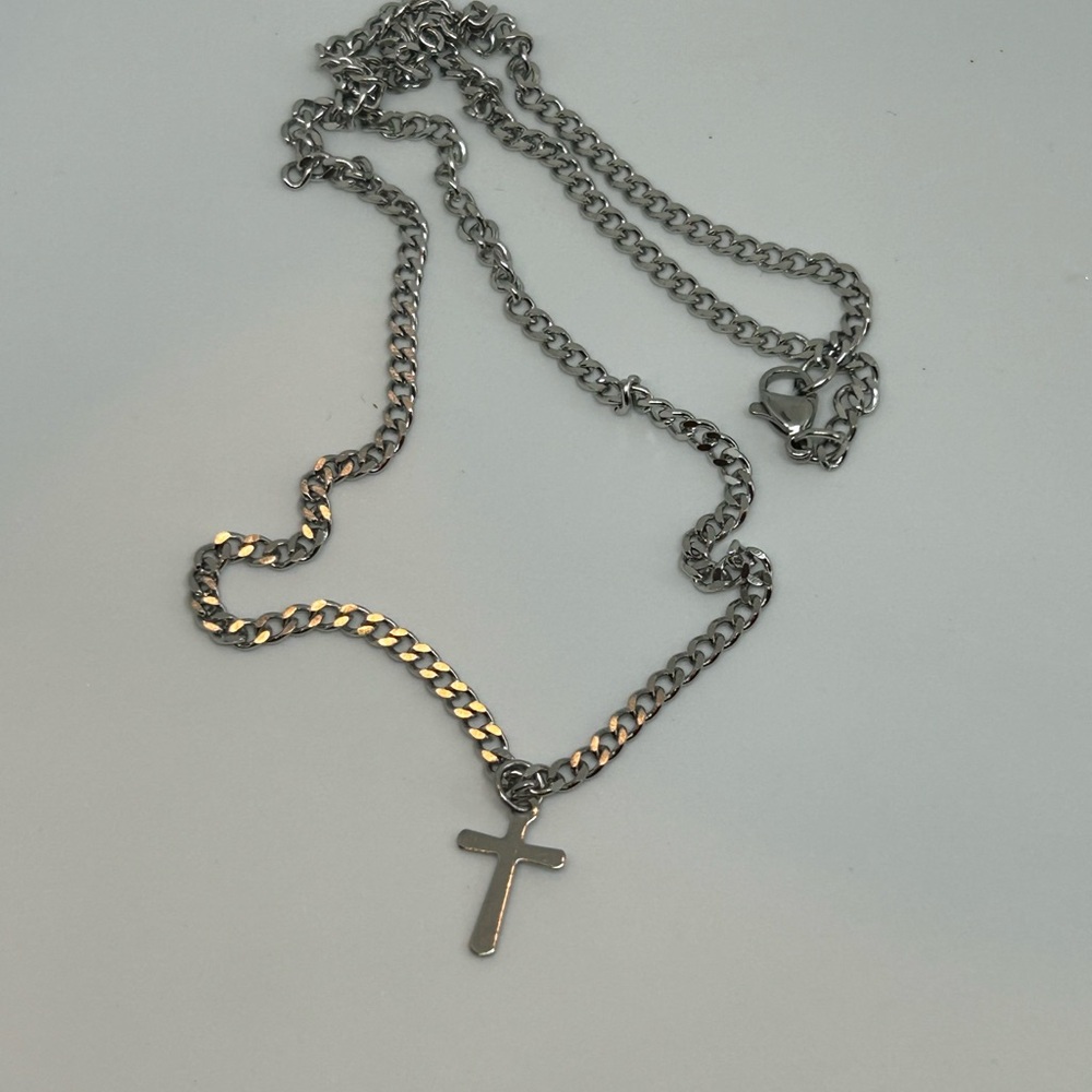 Stainless steel cross necklace 20” crucifix pendant men’s - Picture 7 of 7